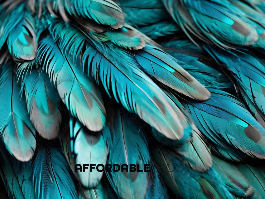 A close up of a blue peacock feather