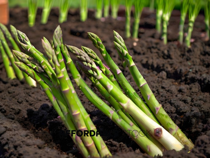 Green Asparagus in the Dirt
