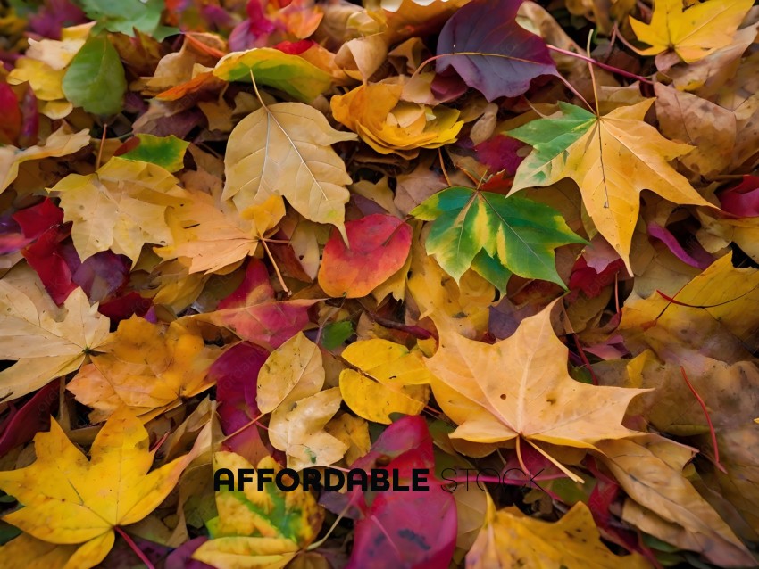 Pile of colorful autumn leaves