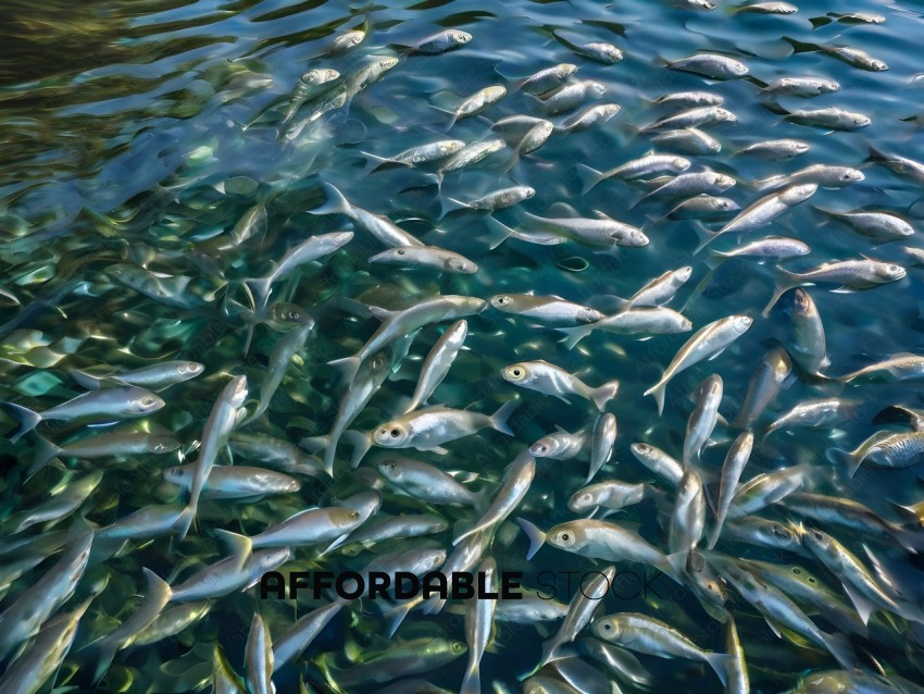 A school of fish swimming in a body of water