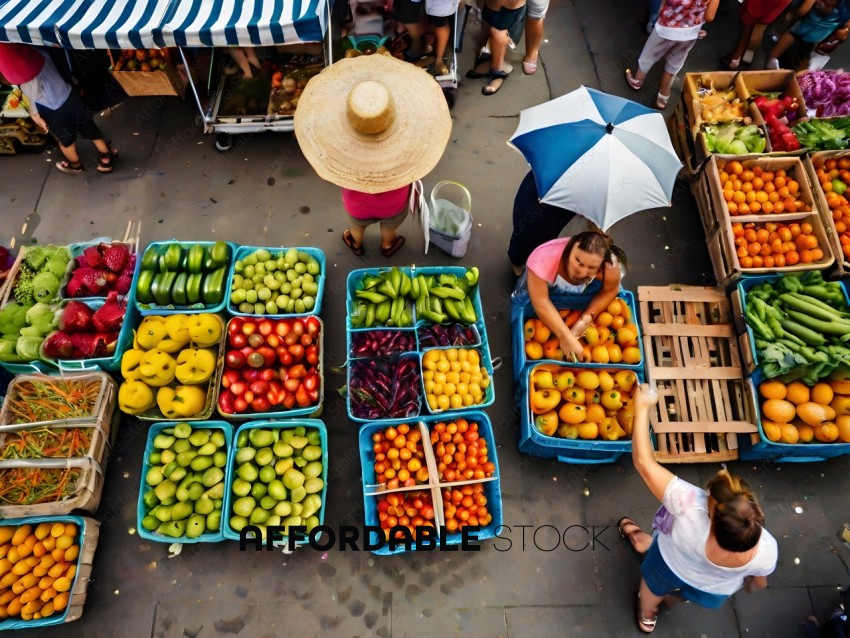 A Market with Fruit and Vegetables