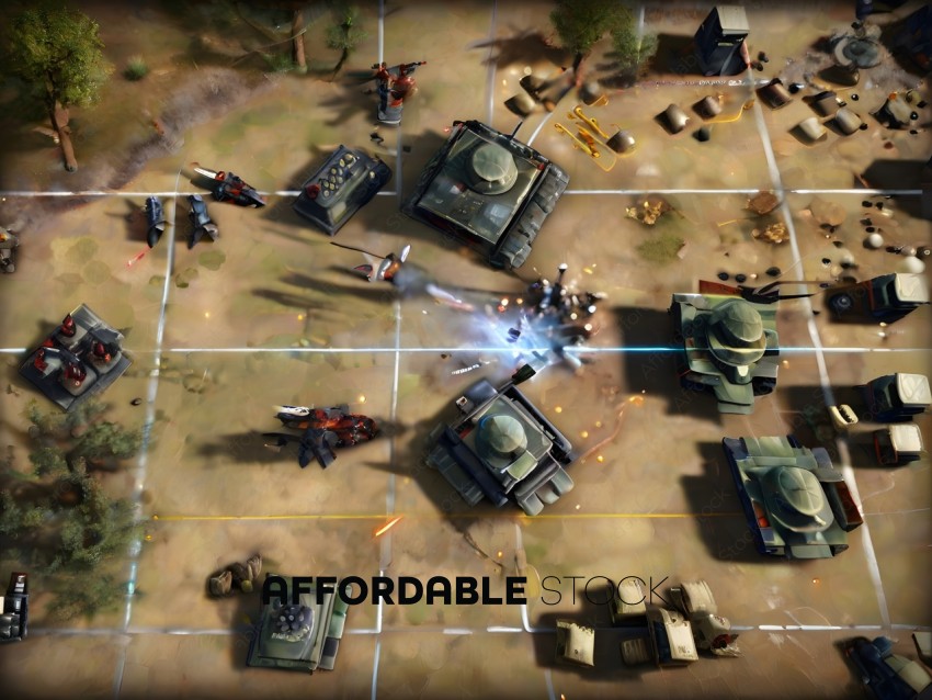 Tanks Battle in a Desert
