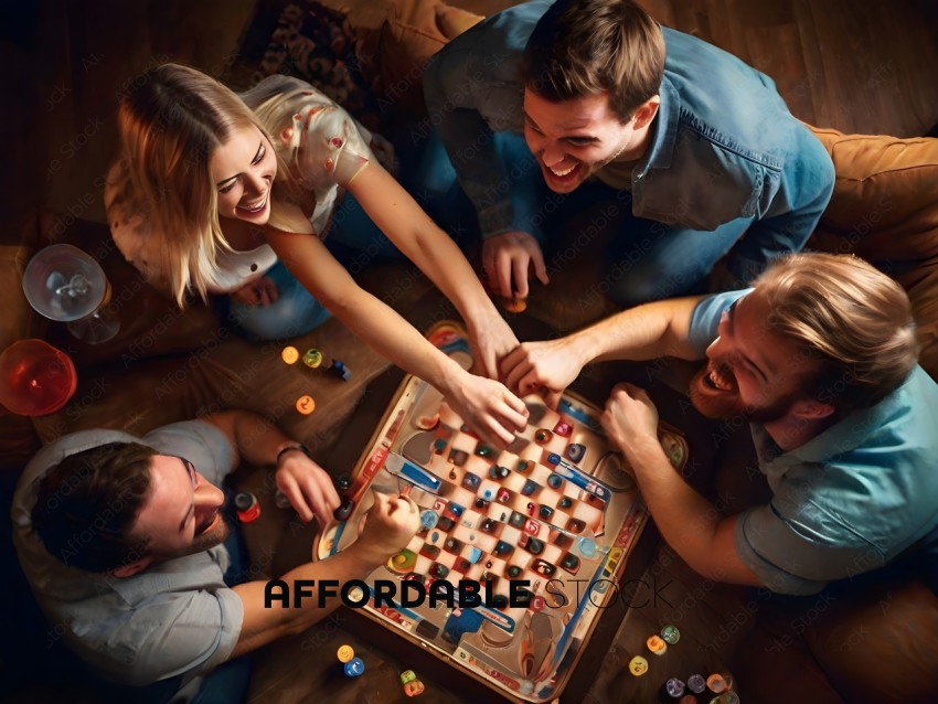 A group of friends playing a board game