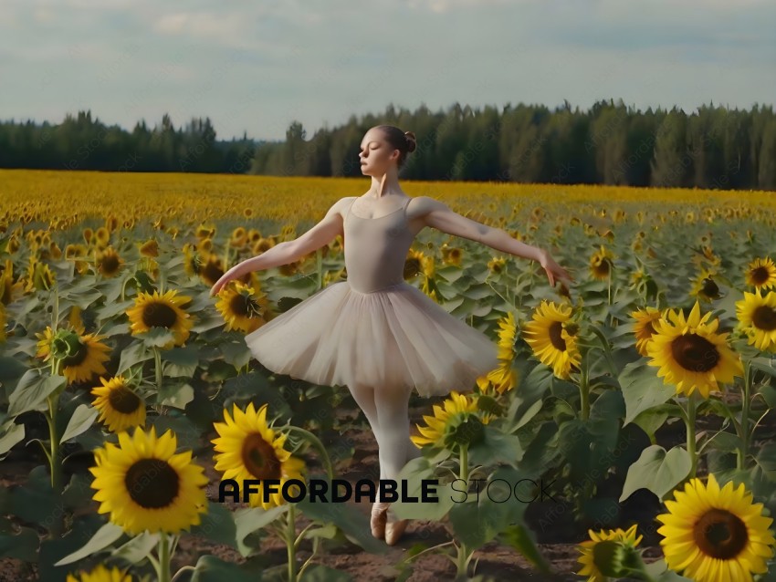 A ballerina in a field of sunflowers