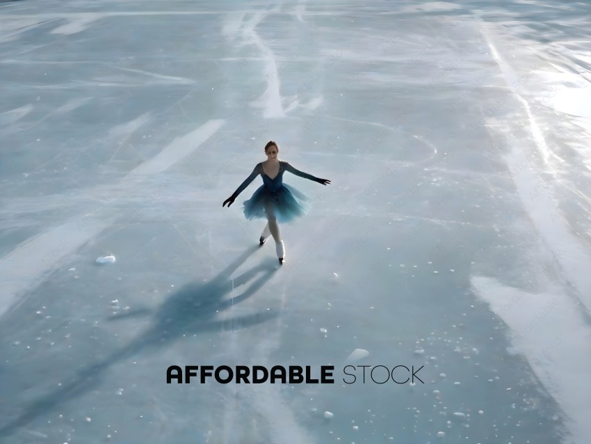 A woman ice skater glides across the ice