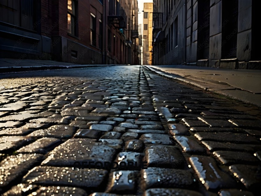 A brick road with a long alleyway