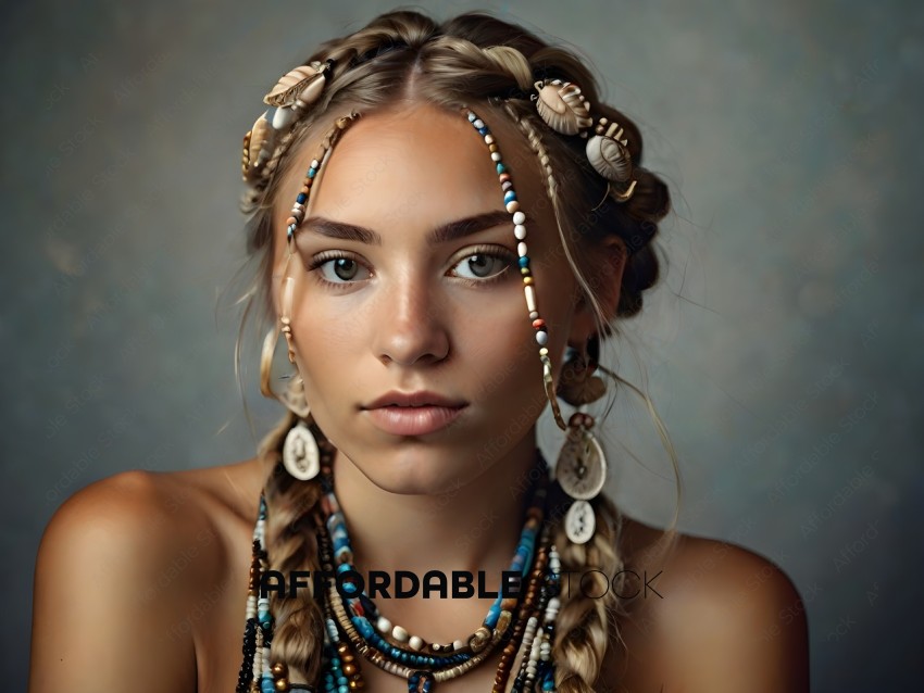 A woman with braided hair and beads around her neck
