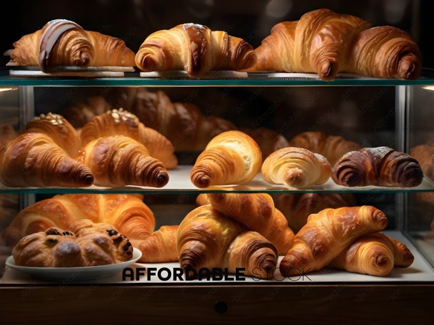 Pastries on display in a bakery