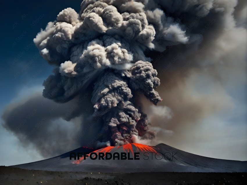 A volcano spewing lava and ash