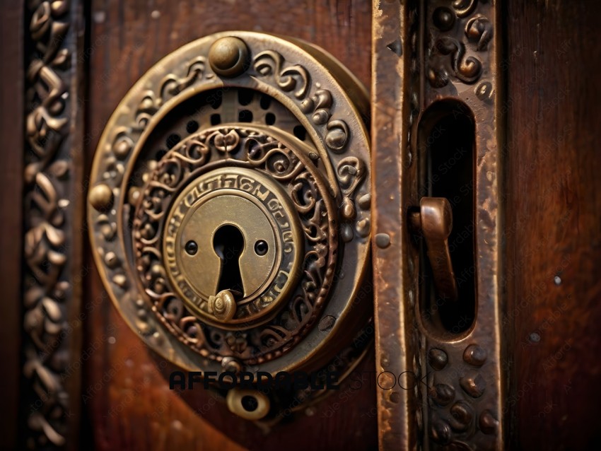 A lock with a keyhole and a key