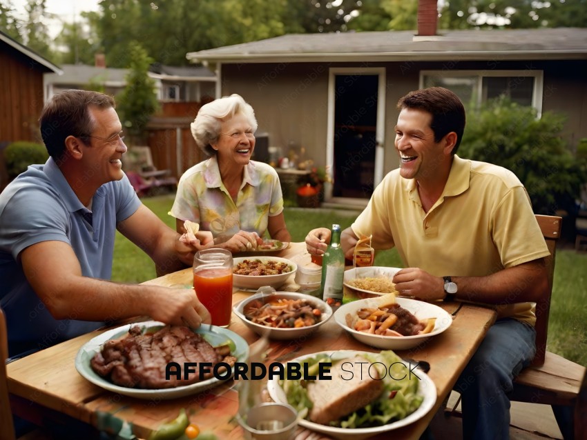 A family of four enjoying a meal together