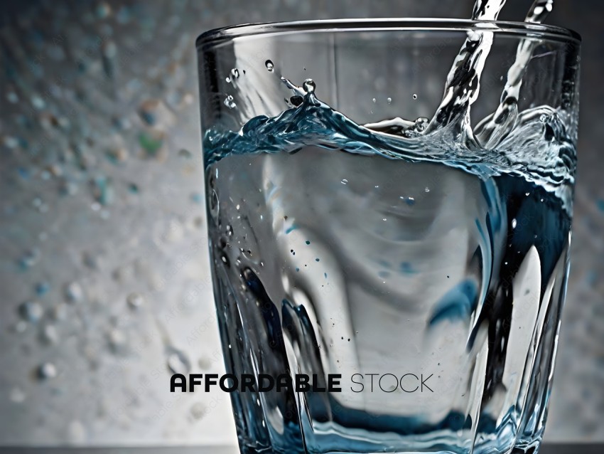 A glass of water with droplets of water falling from it