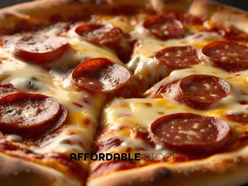 A close up of a pepperoni pizza with cheese