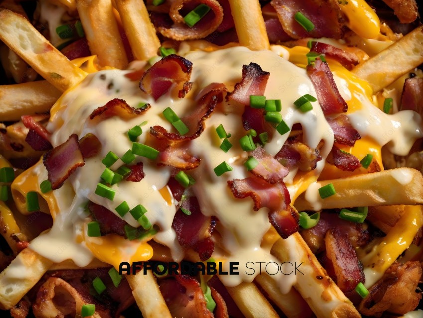 Cheese and Bacon Fries with Green Onions