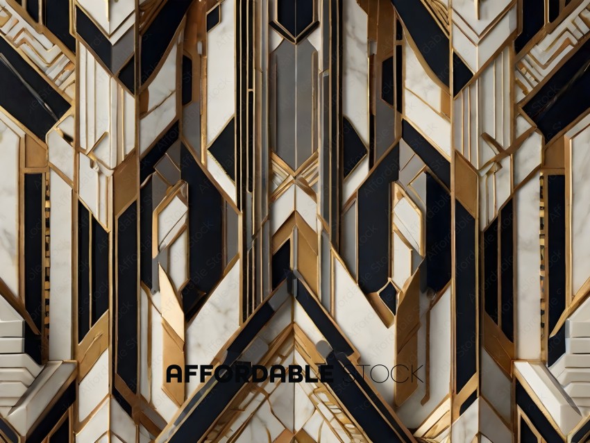 A gold and black geometric design