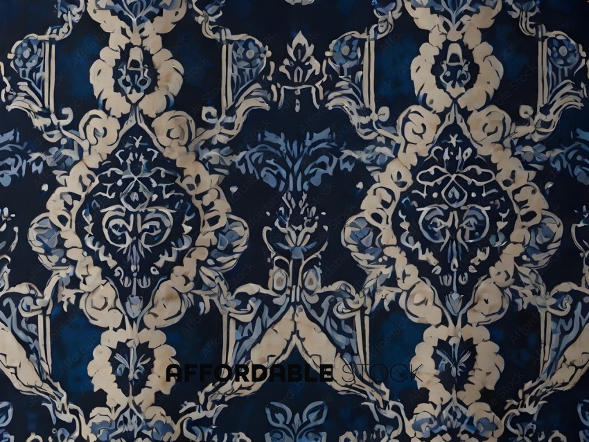 Blue and white floral patterned fabric