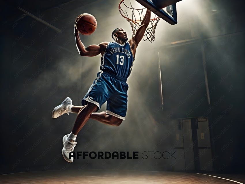 Basketball Player Jumping for the Hoop
