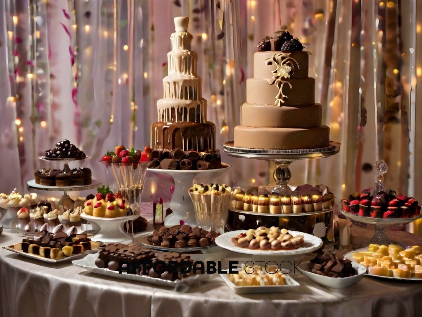 A table full of desserts and cakes