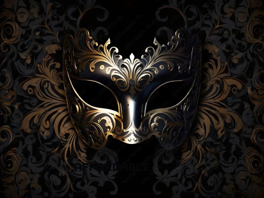 Gold and Black Mask with Designs