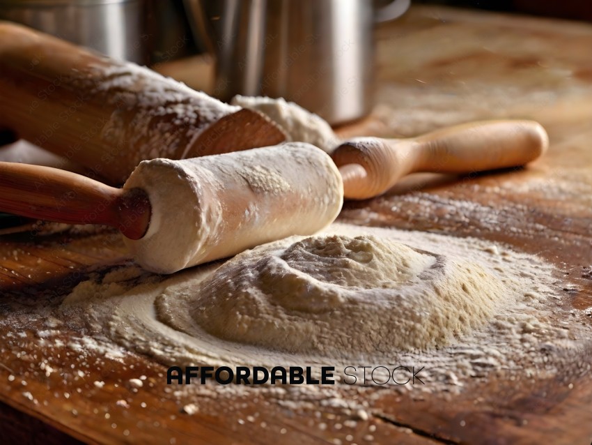 Rolling Pin with Flour on Table