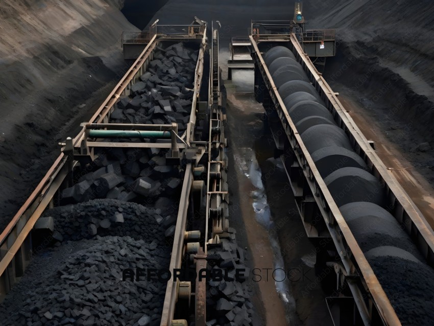 A conveyor belt of coal