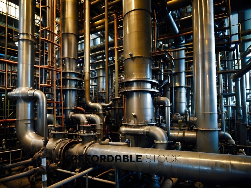A large industrial plant with pipes and tubes