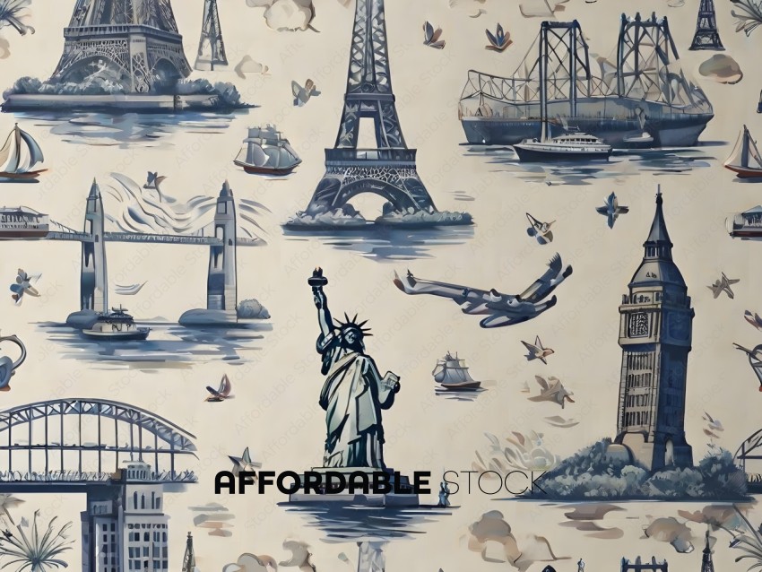 A wallpaper with a picture of the statue of liberty