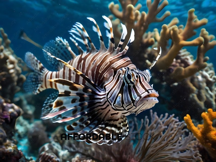 A colorful fish with a long tail swims in the ocean