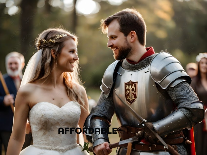 Bride and groom in medieval costumes