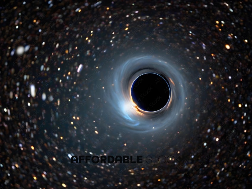 A black hole with a blue light in the middle