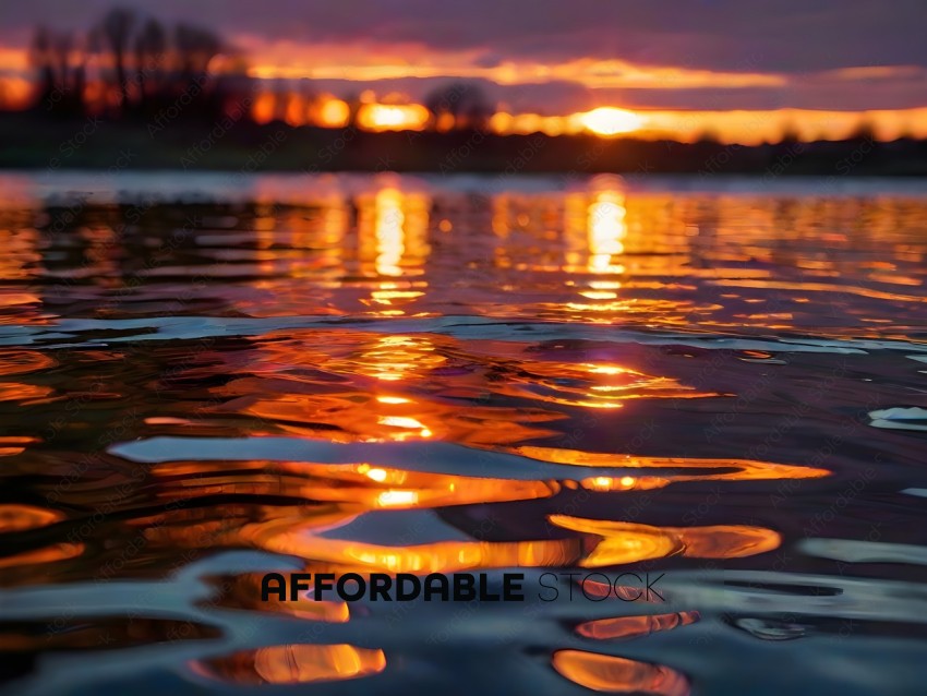 Reflection of sunset on water