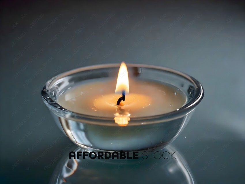 A candle in a glass bowl