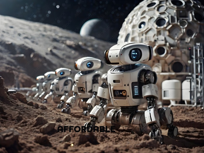 A group of robots on a planet