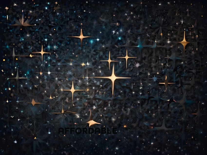 A starry night with gold stars