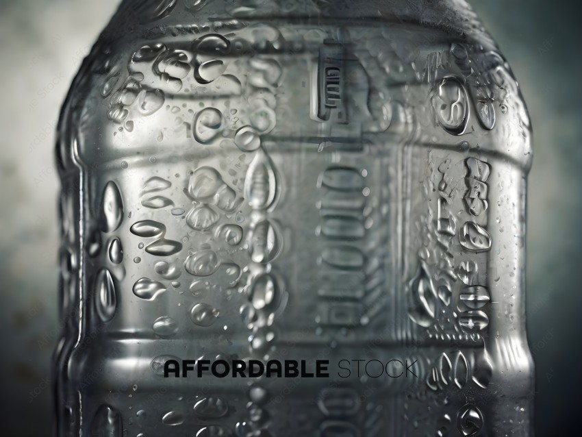 A close up of a water bottle with a lot of designs on it