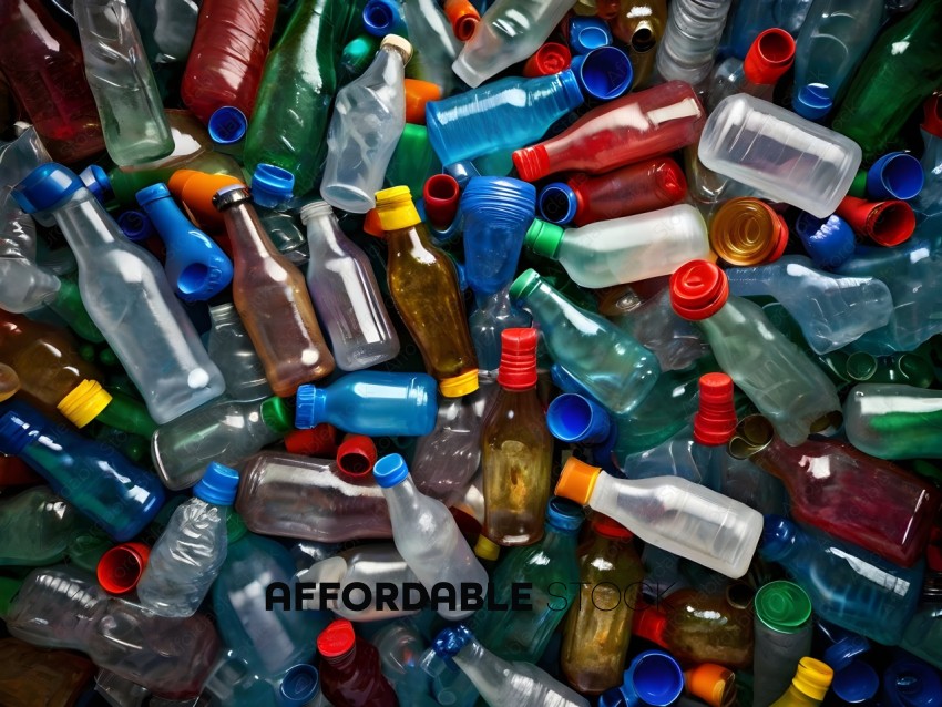 Bottles of different colors and shapes