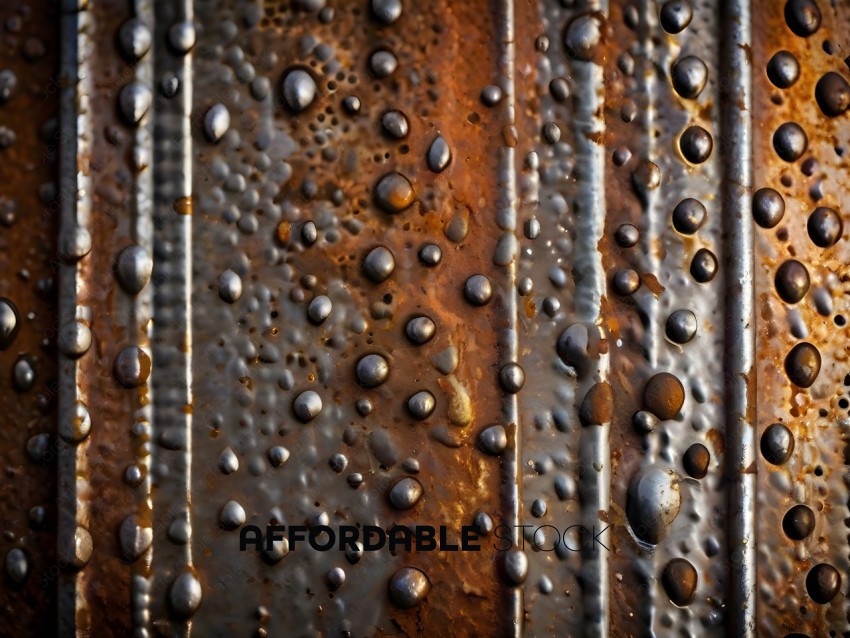 Rusty metal with bubbles and dots