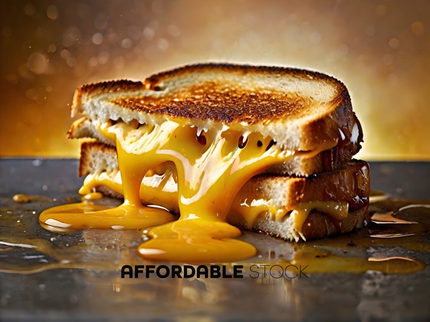 A melted cheese sandwich on a table