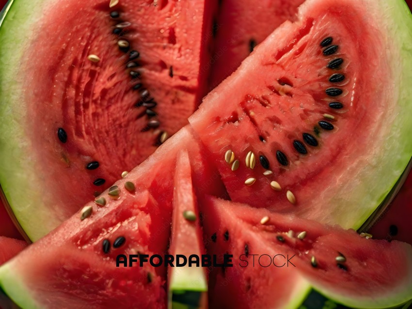 Sliced Watermelon with Black Seeds