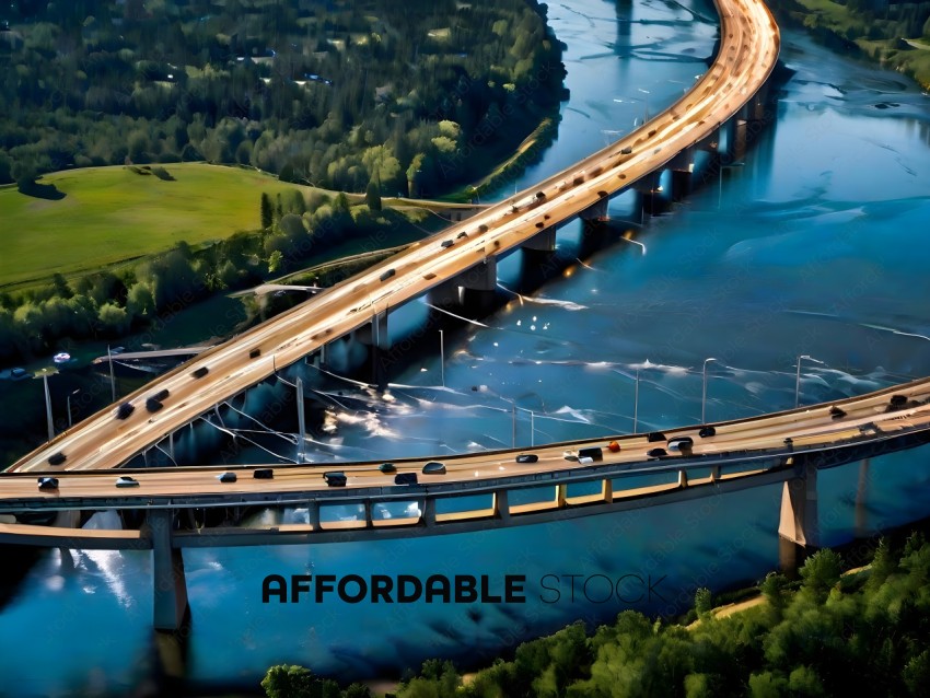 A bridge over a river with cars on it
