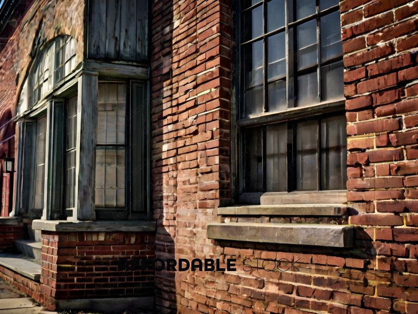 A brick building with a window and a door