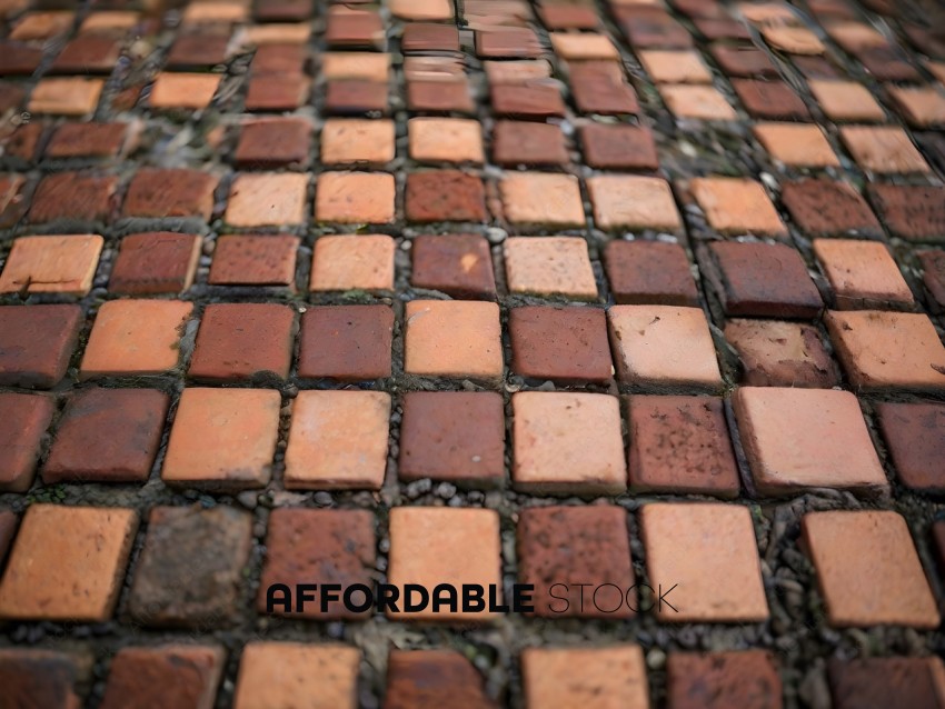 A close up of a brick patterned floor