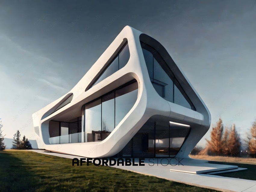 Futuristic House with Glass Walls and Roof