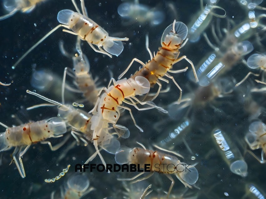 A group of sea creatures with long antennae