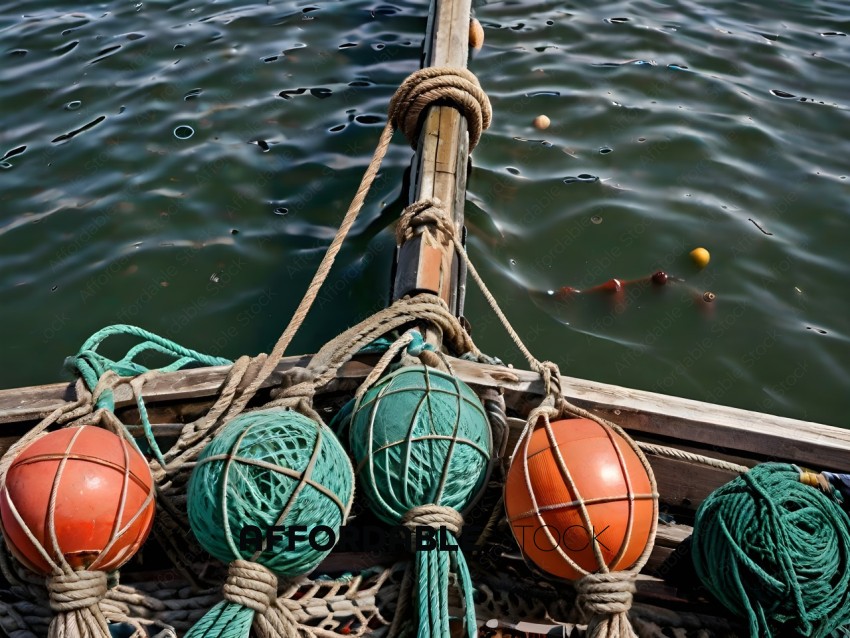 Rope with balls on a boat
