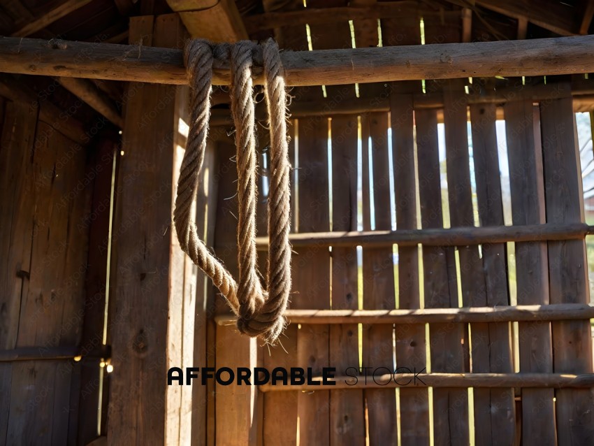 Rope Hanging from Wooden Structure
