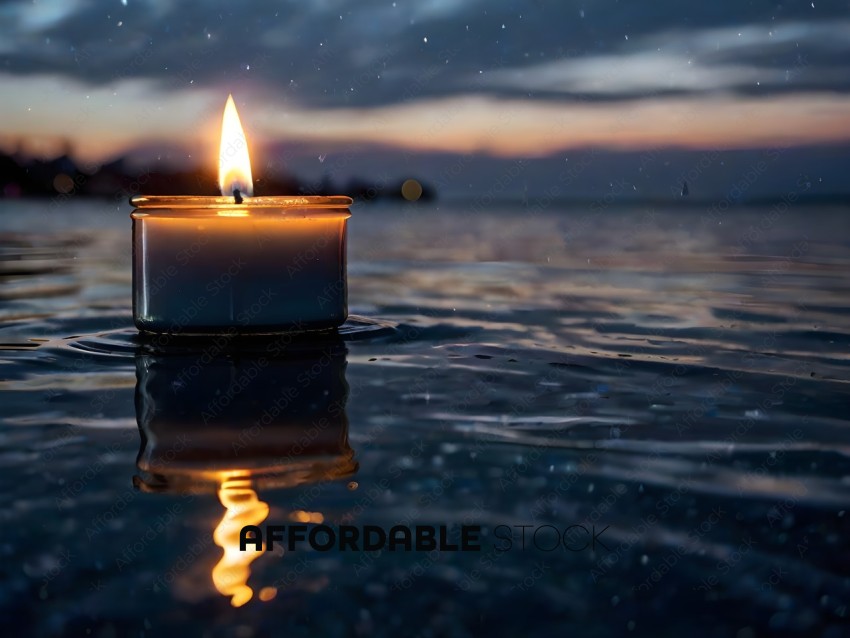 A candle in a jar of water