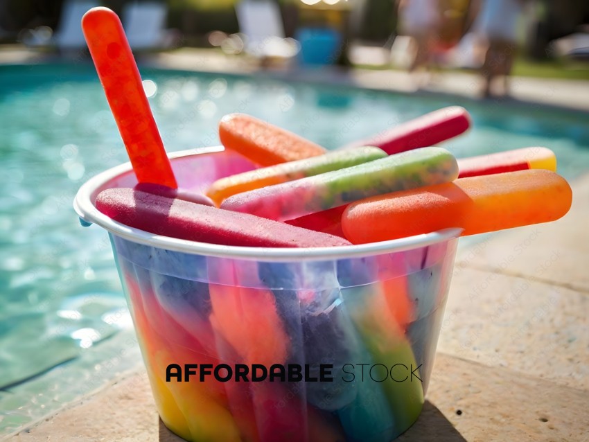 A colorful bowl of popsicles
