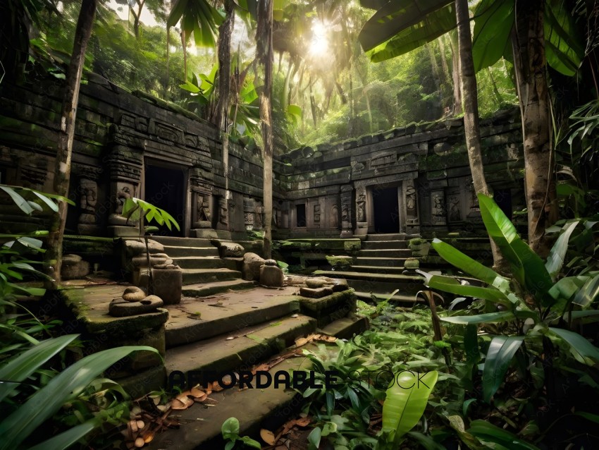 Ancient ruins with a jungle setting