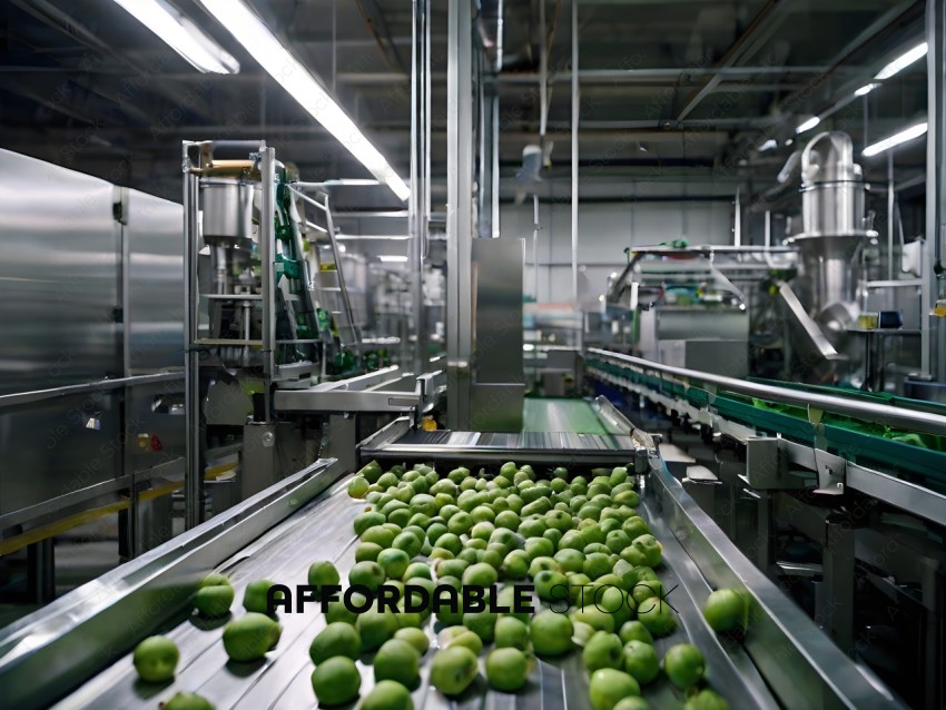 Green Apples on a Production Line